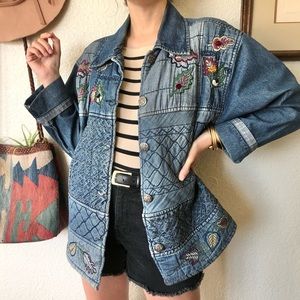 Vintage Blue Embroidered Jean Jacket